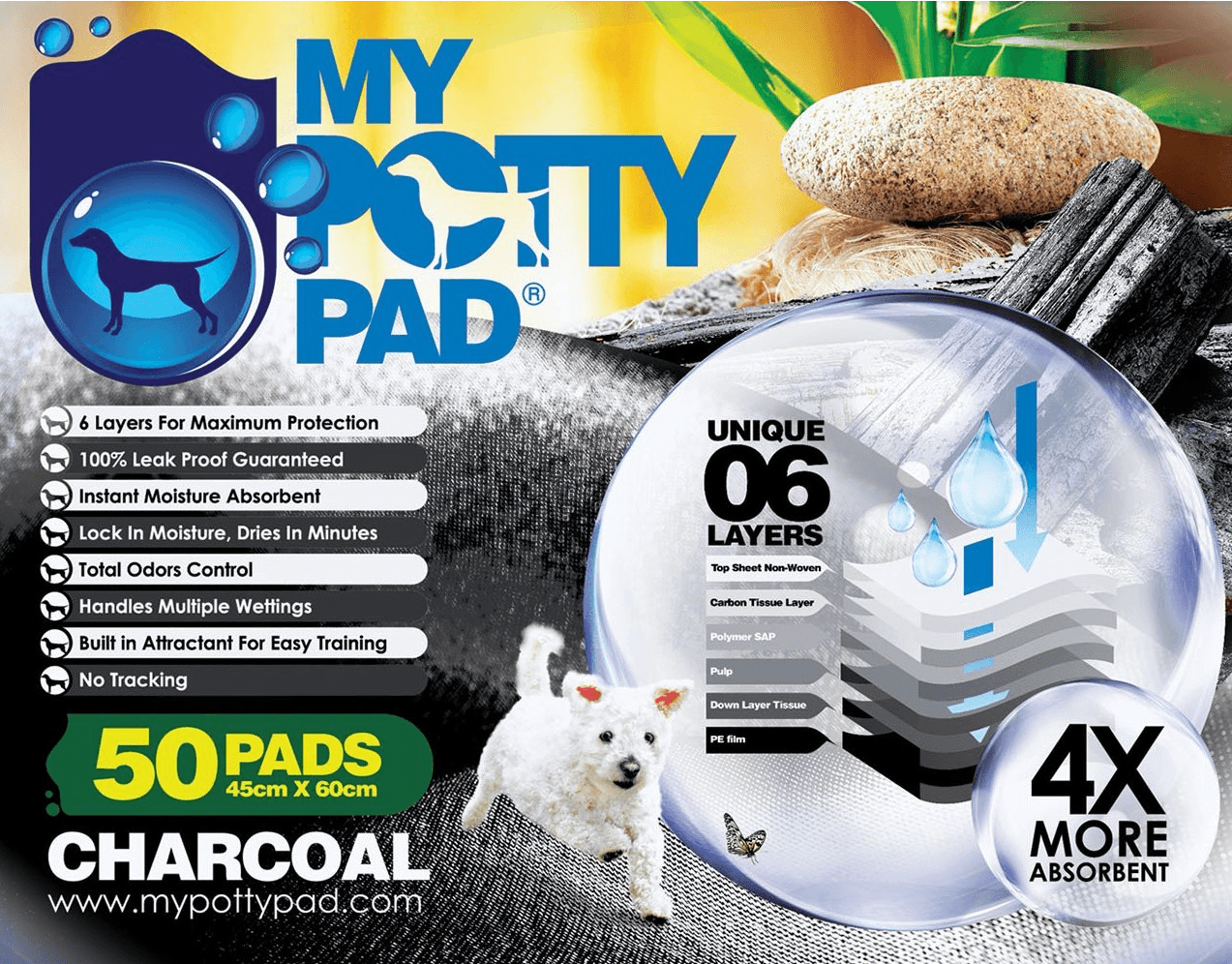 My Potty Pad - 殿堂吸活性炭寵物尿墊 (檸檬, 原味) - Pet Pet Plaza