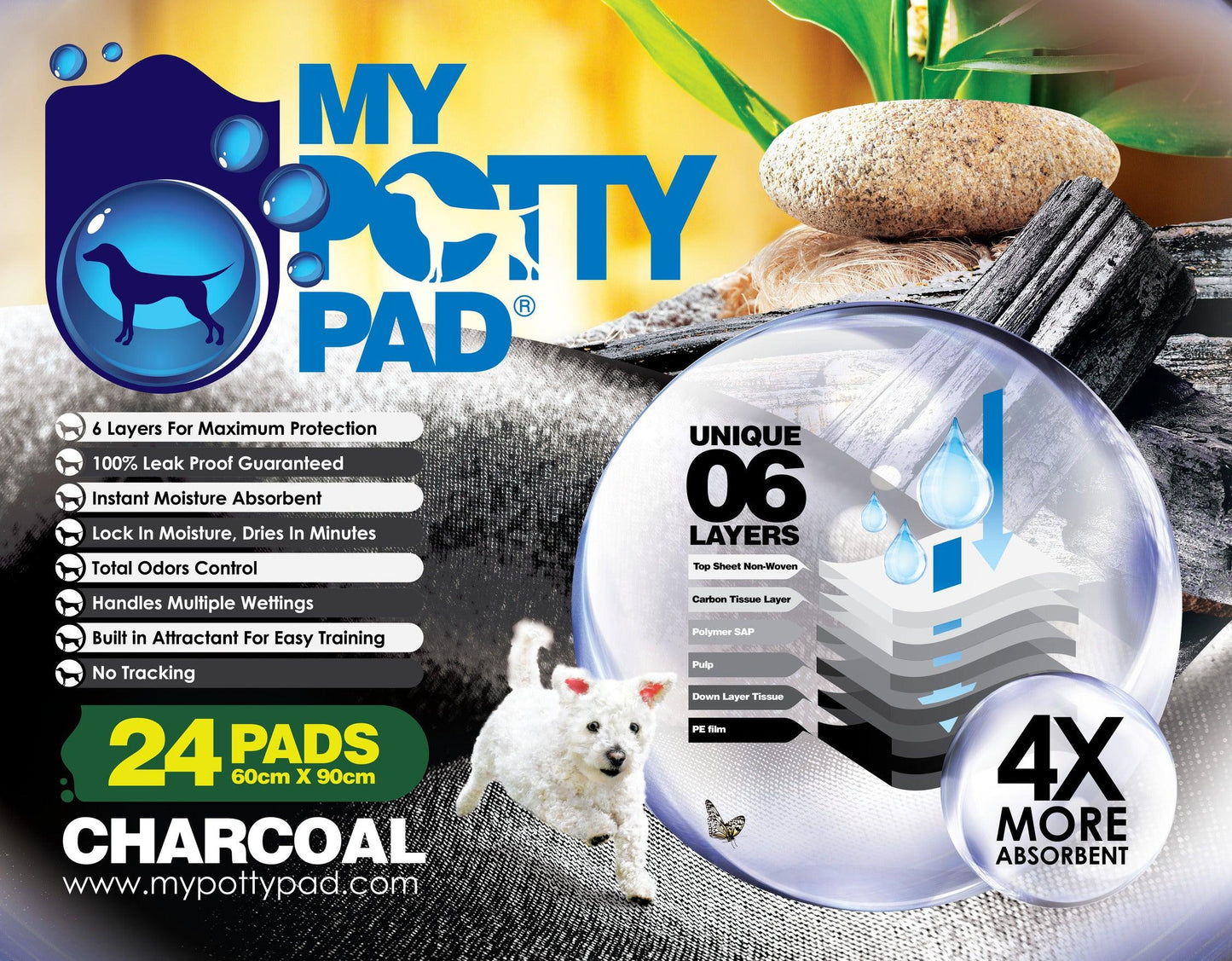 My Potty Pad - 殿堂吸活性炭寵物尿墊 (檸檬, 原味) - Pet Pet Plaza