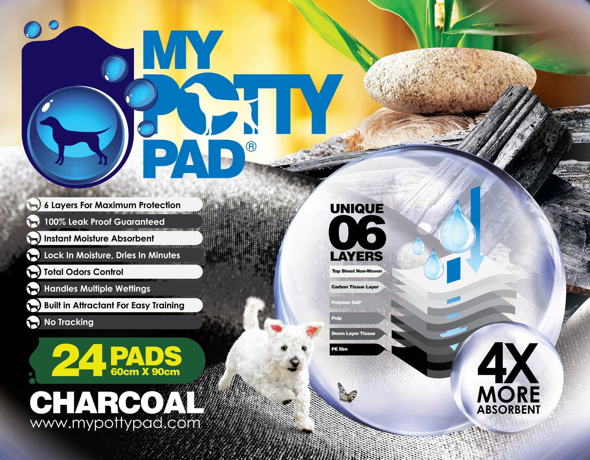 My Potty Pad - 殿堂吸活性炭寵物尿墊 (檸檬, 原味) - Pet Pet Plaza